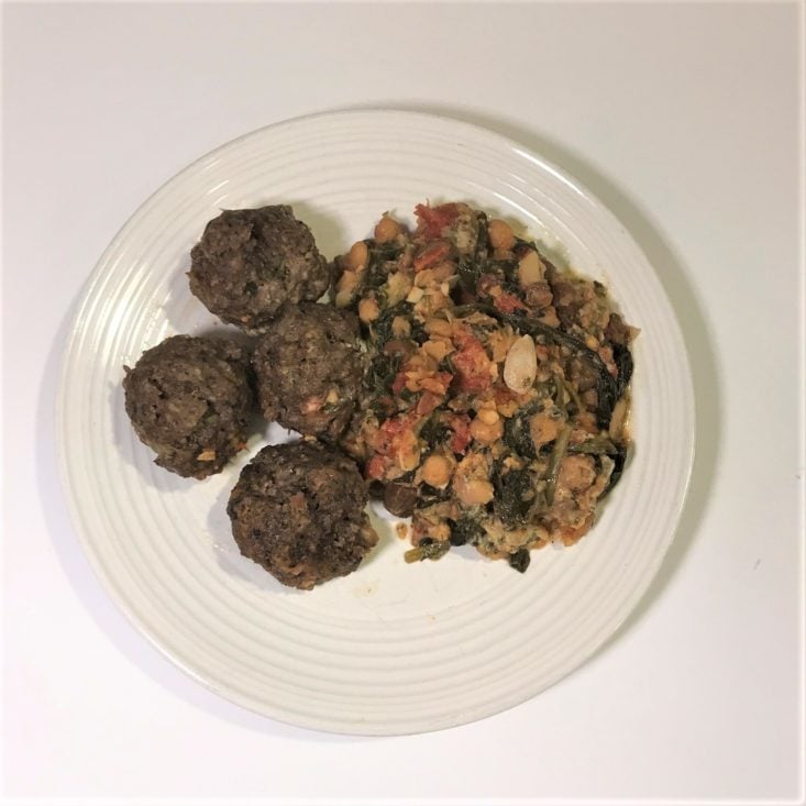 Freshly January 2019 - Lebanese-Style Beef Meatballs with Spinach, Chickpeas, and Tahini Sauce Opened In Plate Top