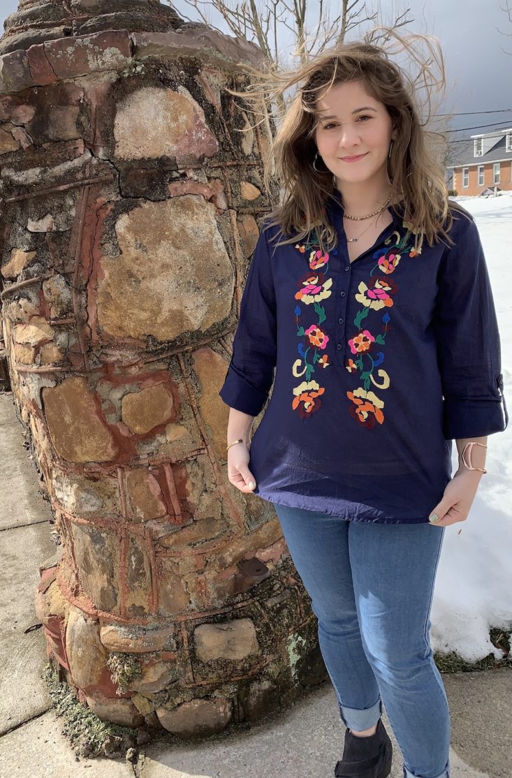 Golden Tote Review February 2019 - Sayulita Embroidered Tunic Onn Front