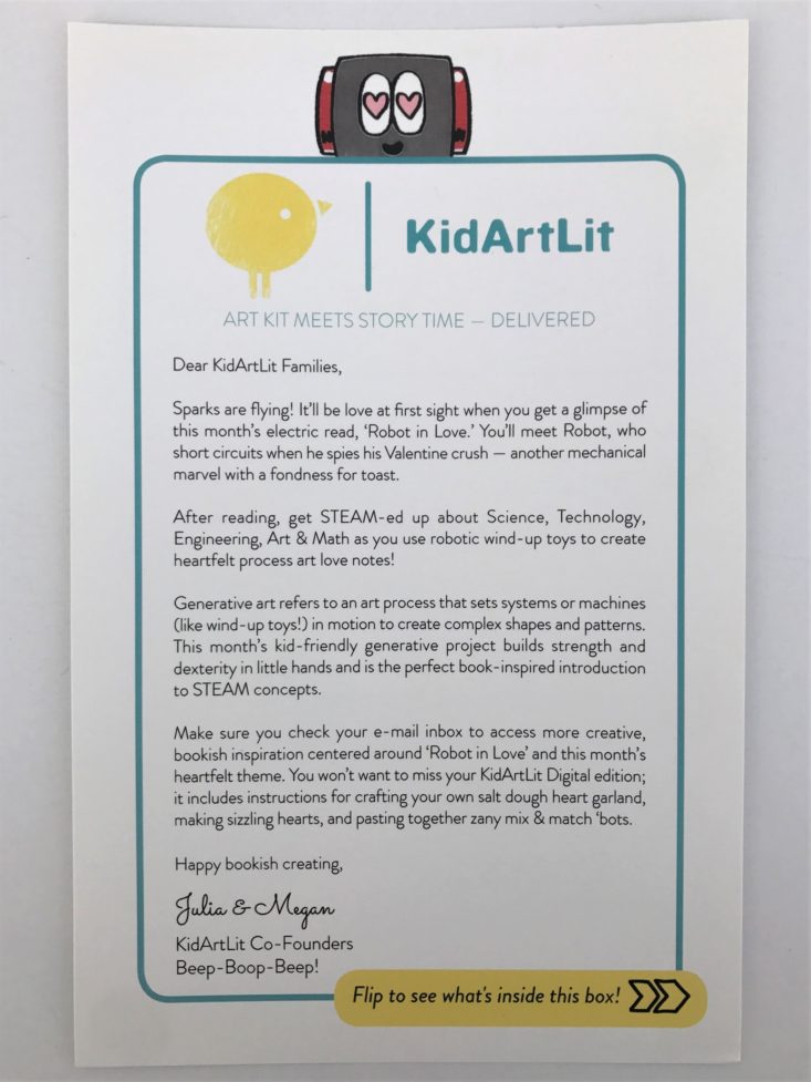 KidArtLit Deluxe January 2019 - Info Card