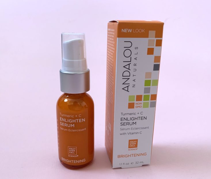 Kinder Beauty January 2019 - Andalou Naturals Tumeric + C Brighten Serum With Box Front