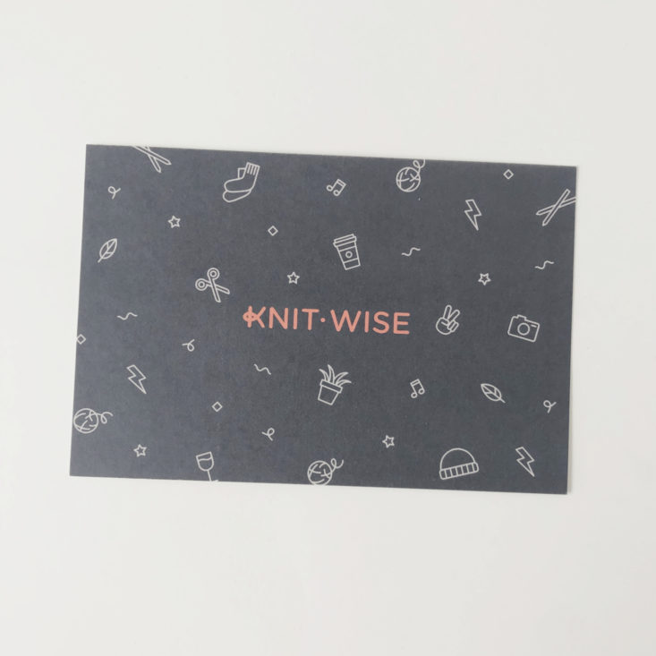 Knit-Wise Yarn Subscription Box Review - January 2019 - Info Card Front