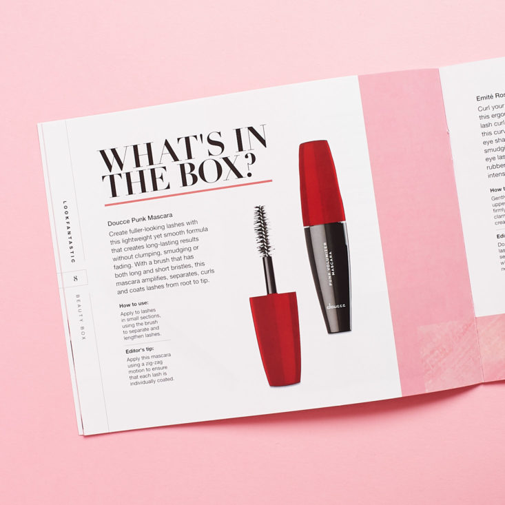 Look Fantastic February 2019 booklet mascara info
