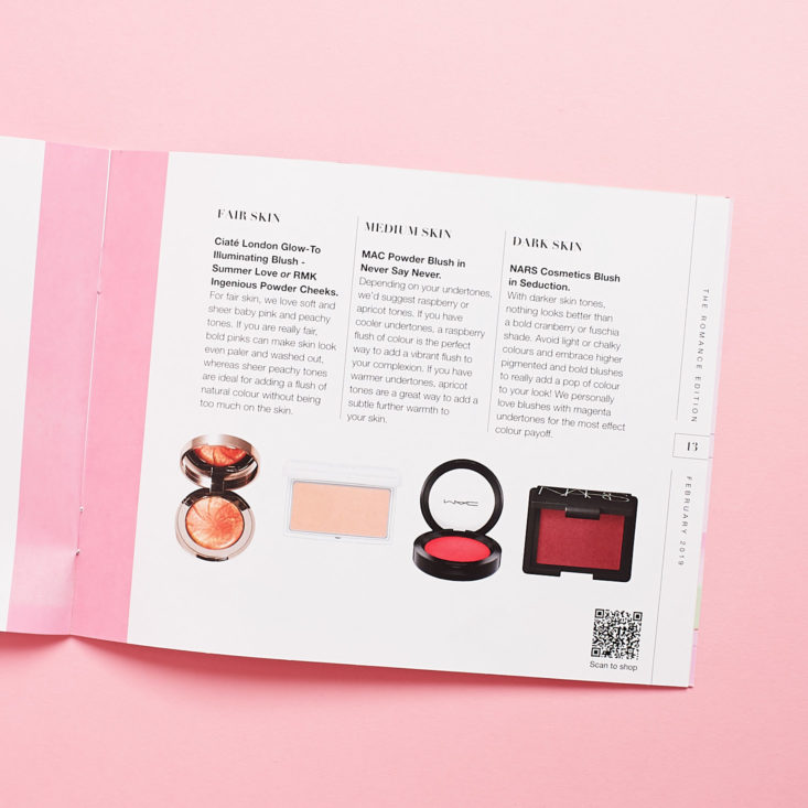 Look Fantastic February 2019 booklet blushes