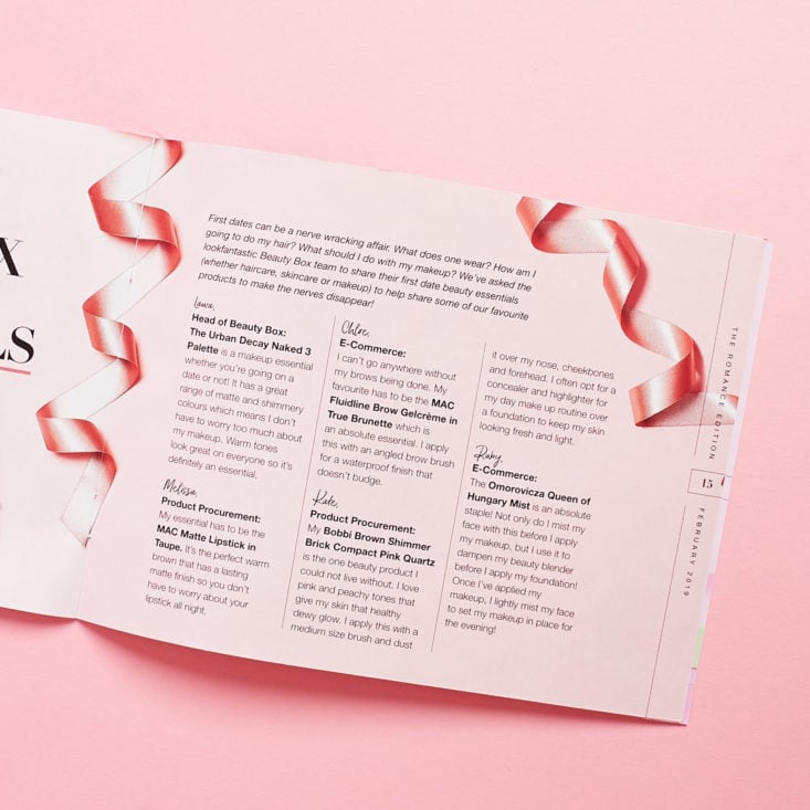 Look Fantastic February 2019 booklet first date essentiials