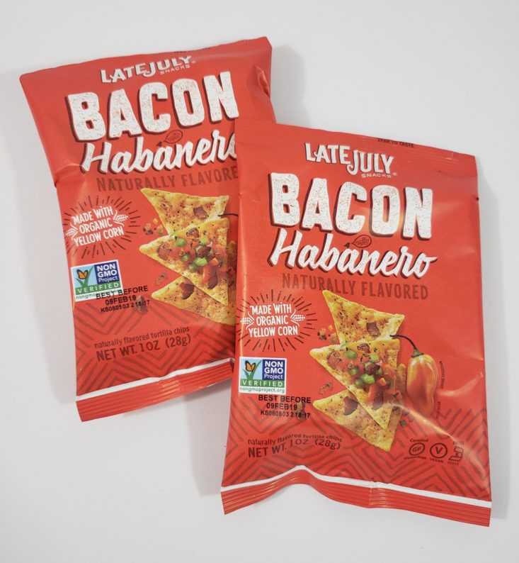 MONTHLY BOX OF FOOD AND SNACK February 2019 - Bacon Habanero Tortilla Chip Front Top