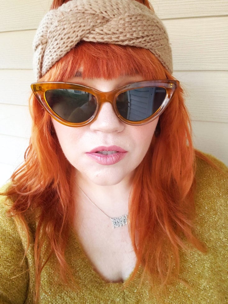 Pinup In A Pack Subscription Box Review November 2018 - Clear Tan Cat Eye Sunglasses On 1 Front