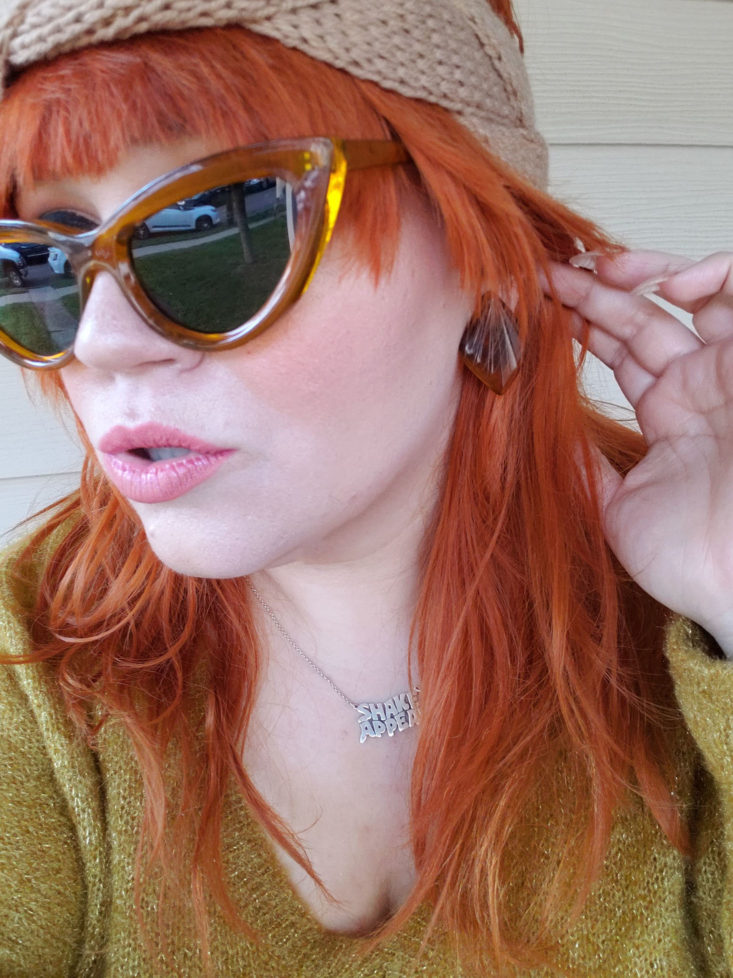 Pinup In A Pack Subscription Box Review November 2018 - Faux Amber Diamond Clip On Earrings On Front