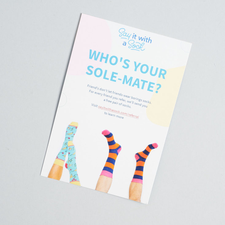 Say It With A Sock Womens January 2019 promo card