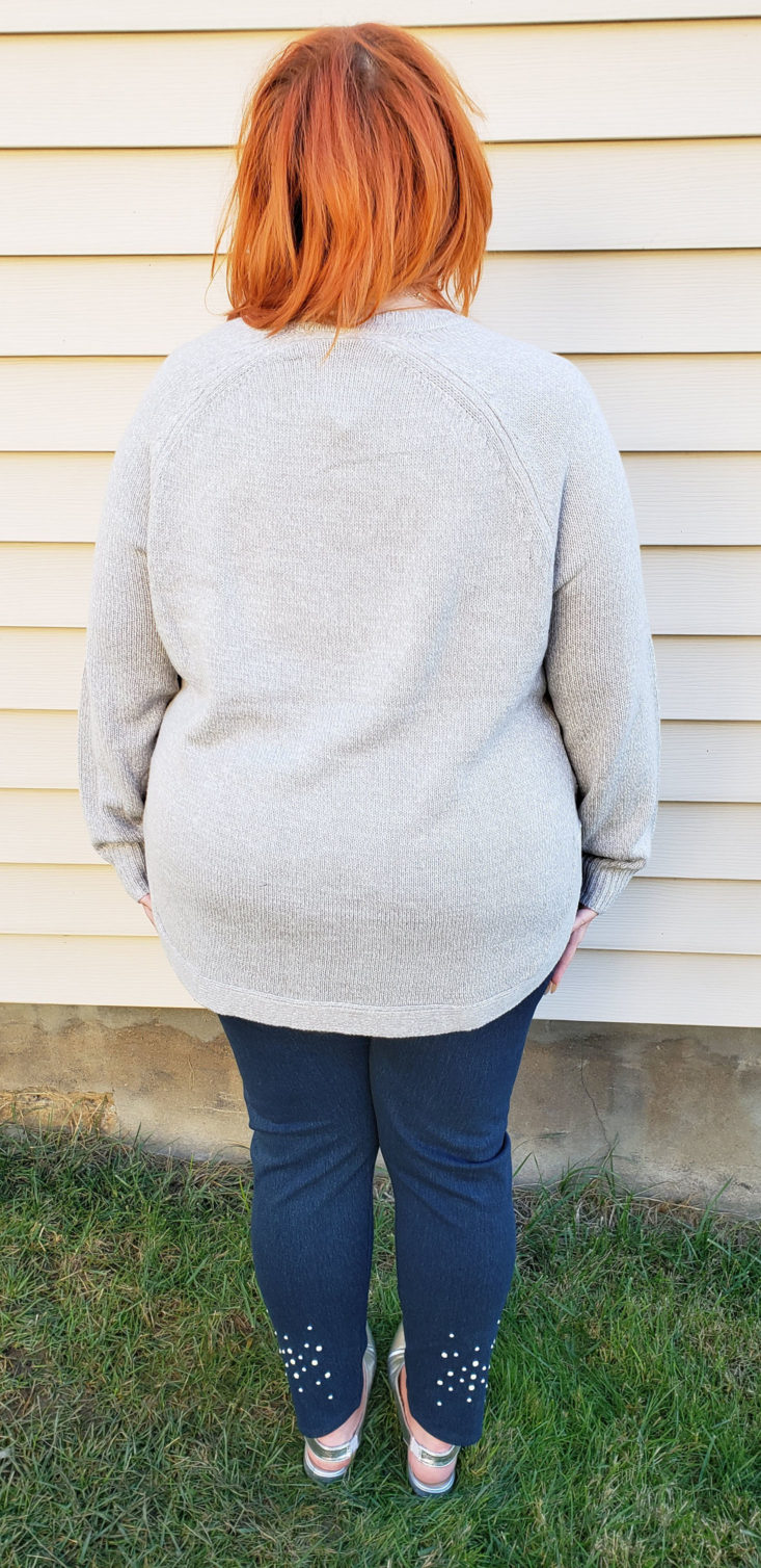 Stitch Fix Plus Size Clothing Box Review December 2018 - Dawlynn Lace Up Side Pullover by RD Style Size 2x Onn Pose 4 Back
