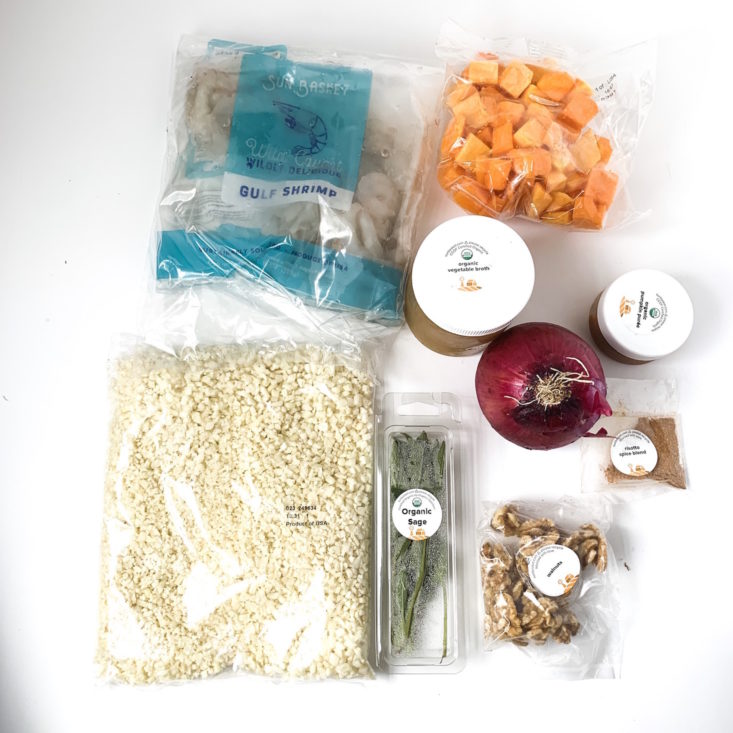 Sun Basket Meal Kit February 2019 - Cauliflower All Contents Top