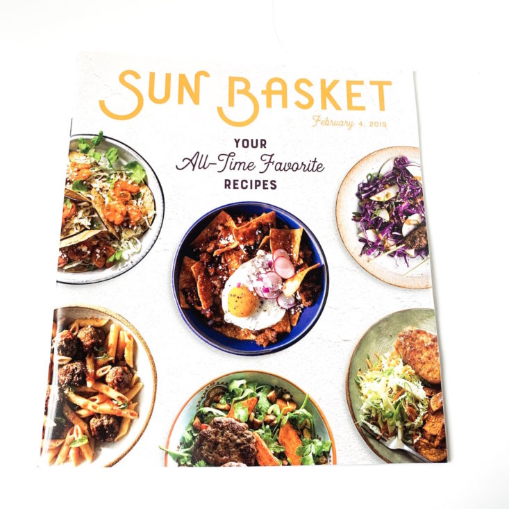 Sun Basket Meal Kit February 2019 - Menu Booklet 1