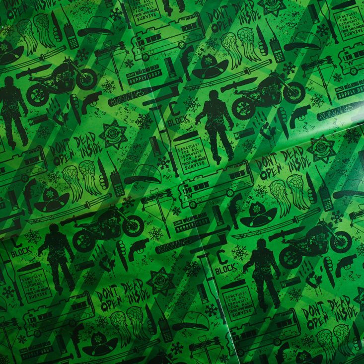 The Walking Dead Supply Drop February 2019 green wrapping paper