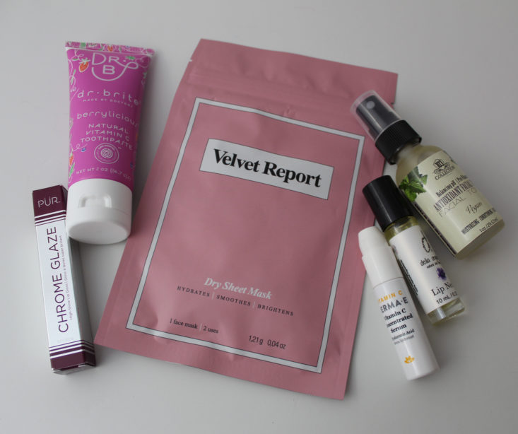 Vegan Cuts Beauty Box Review February 2019 - All Products Group Shot Top