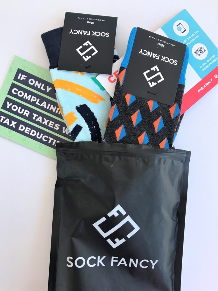 2 Sock Fancy Men's Review March 2019 - Opened Envelope Socks Out