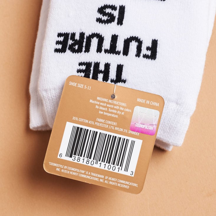 Cosmo Box March 2019 sock detail card info