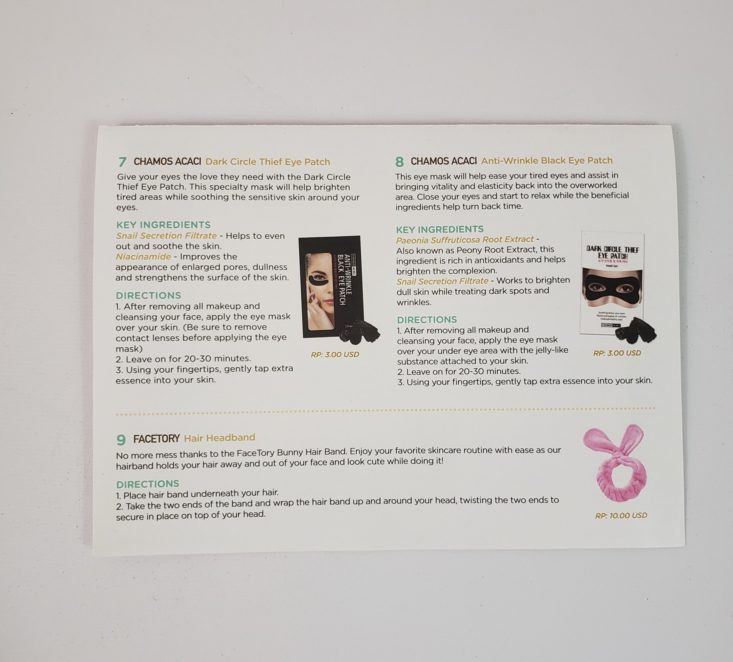 Facetory Lux Box Deluxe Review March 2019 - Information Card 2 Top