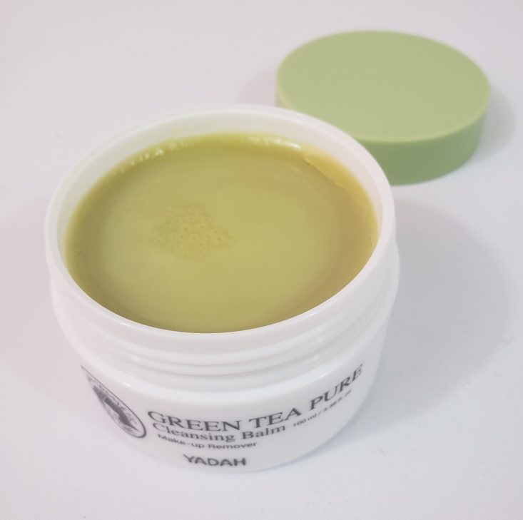 Facetory Lux Box Deluxe Review March 2019 - Yadah Green Tea Pure Cleansing Balm Uncapped Top