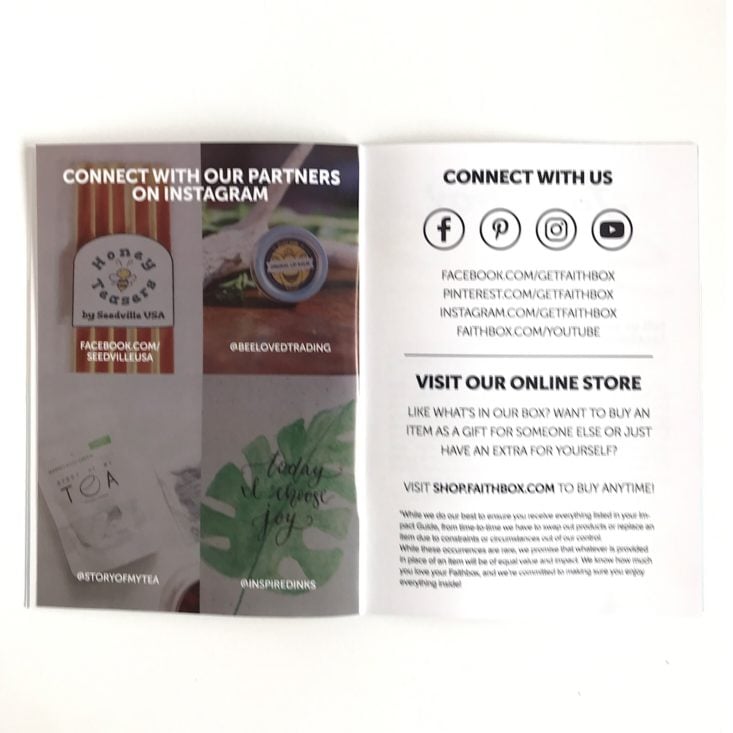 Faithbox March 2019 - Connect With Our Partners On Instagram Page From Impact Guide Front