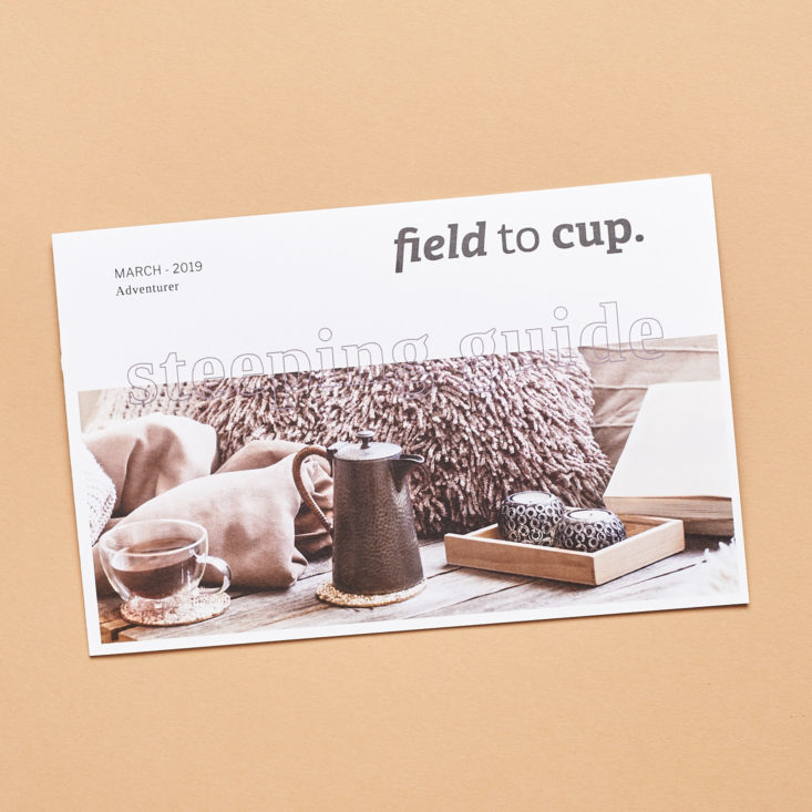 Field to Cup Adventurer March 2019 tea booklet