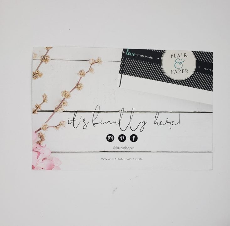 Flair & Paper March 2019 – Welcome Card Front