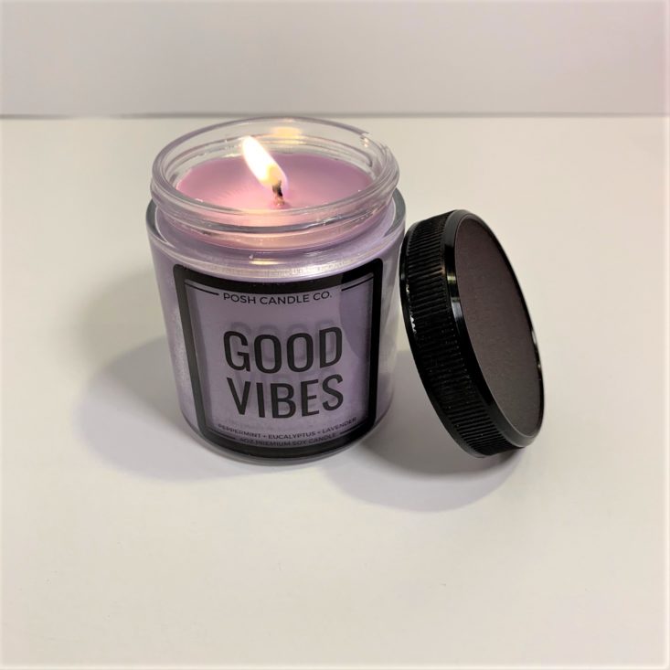 Loved + Blessed “Uplift” Review March 2019 - Posh Candle Co. Good Vibes Candle Uncapped Top