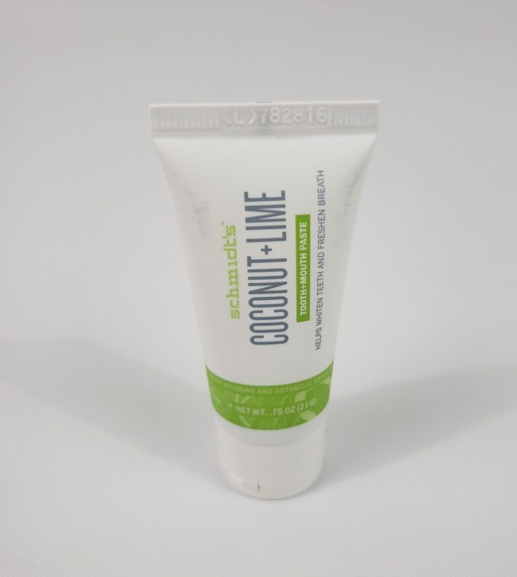 LuckyVitamin Deluxe Sample Edition Beauty Bag March 2019 - Coconut Lime Tooth Mouth Toothpaste Front