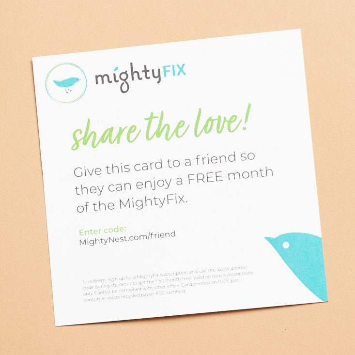 Mighty Fix March 2019 promo card