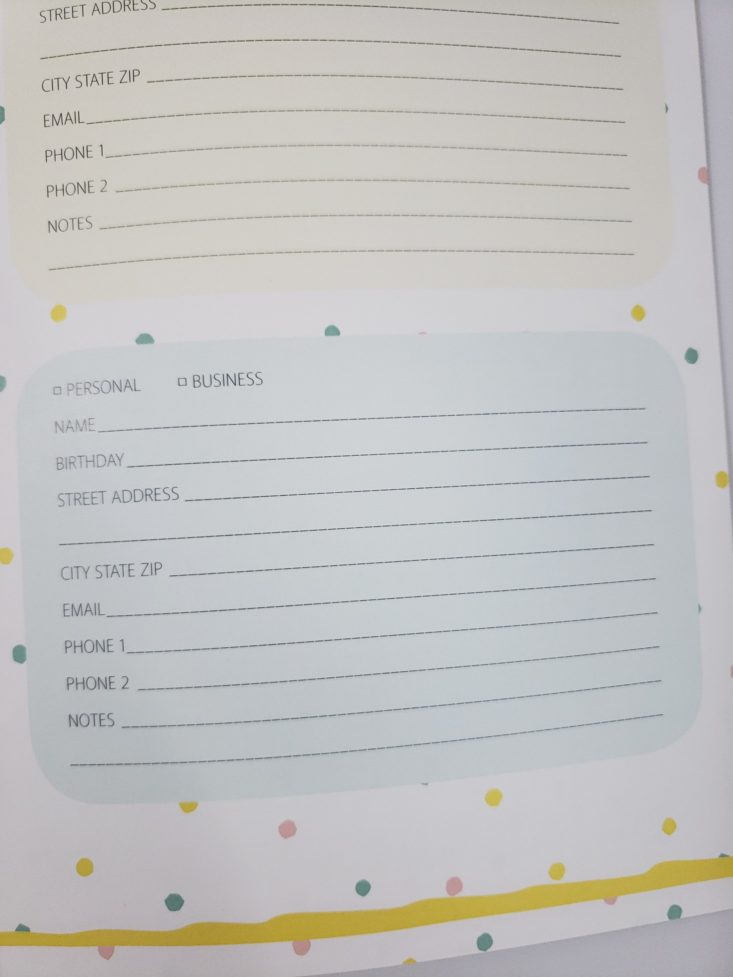 My Paper Box Review April 2019 - Personalized Address Book Inside Closer Top