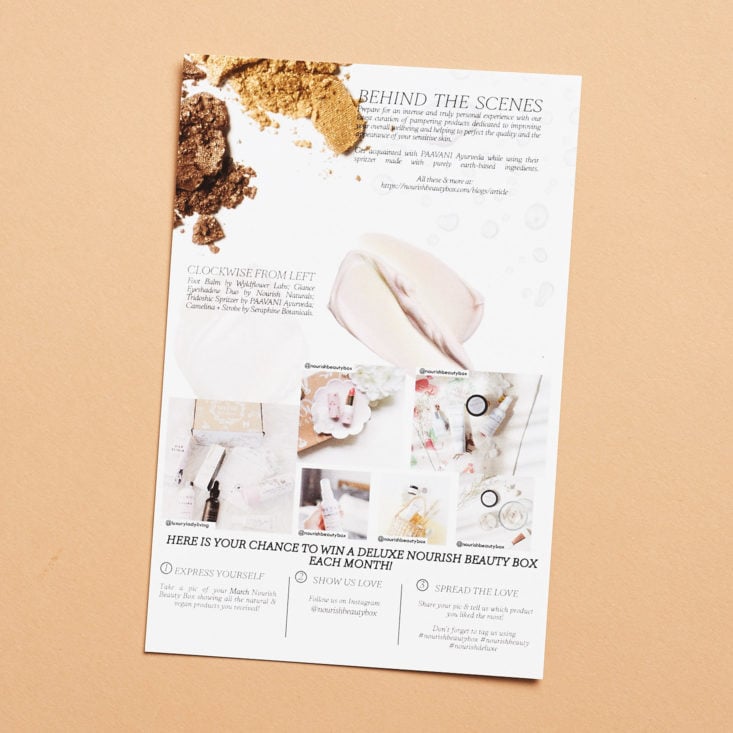 Nourish Beauty Box March 2019 product info card front