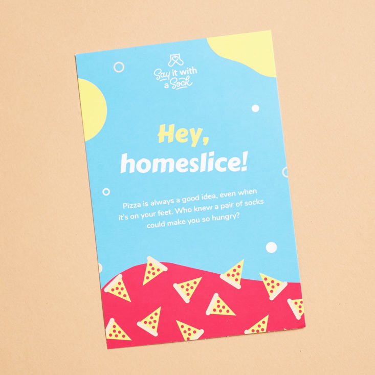 Say It With A Sock Womens March 2019 hey homeslice card
