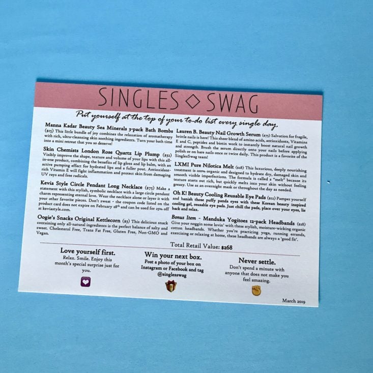 SinglesSwag March 2019 - Info Card