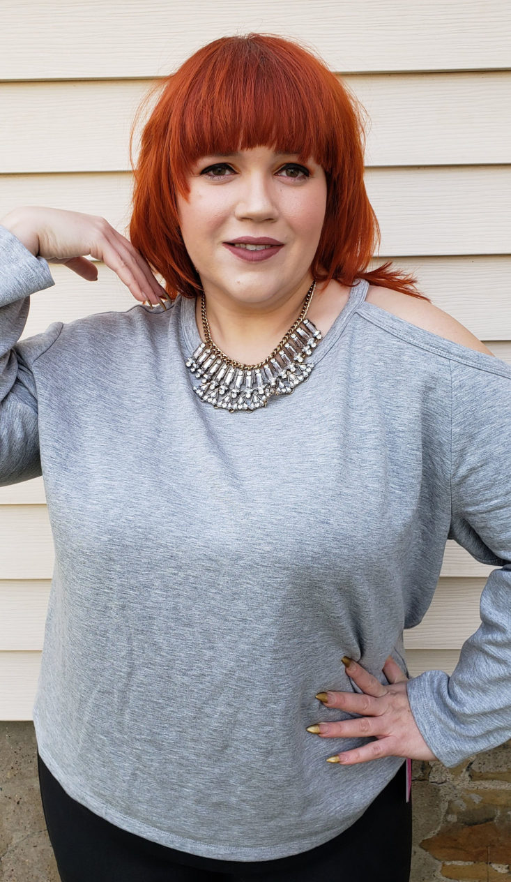 Stitch Fix Plus Size Clothing Box January 2019 - Devon Statement Necklace Wearing Front