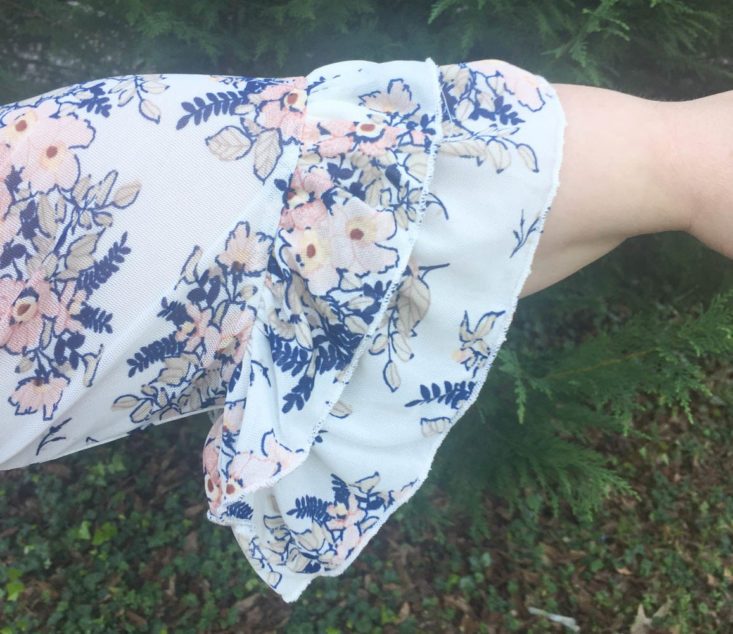 Stitch Fix Plus Size Clothing Box March 2019 - Helga Ruffle Sleeve Top Wearing Closer Side