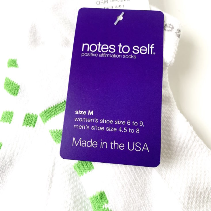 Strong Selfie Burst Box Spring 2019 - Notes To Self Socks Tag Front