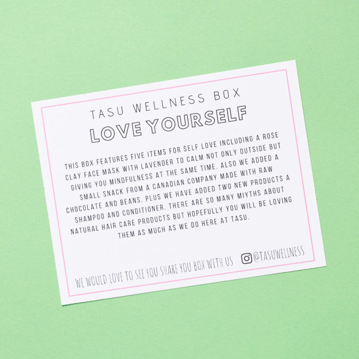 Tasu February 2019 love yourself card