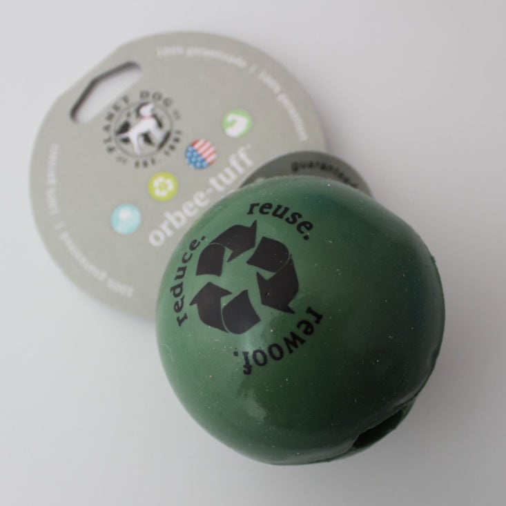 Vet Pet Box Dog March 2019 - Orbee Tuff Recycle Ball Front