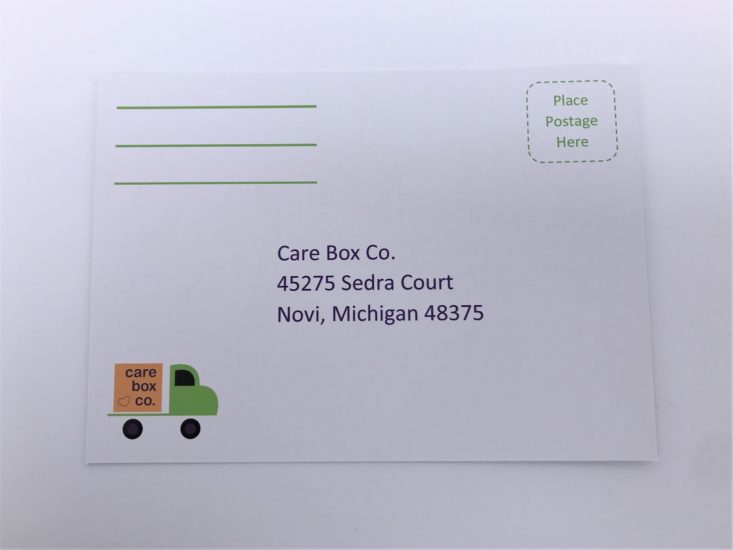 7 Care Box Co. April 2019 - Post Card Front