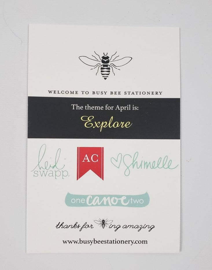 BUSY BEE REVIEW APRIL 2019 - Introduction Card Back Top