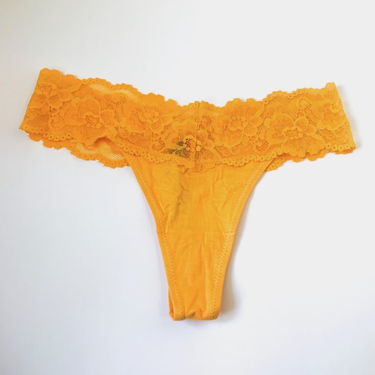 BootayBag “Mix It Up” Panty & Thong Review April 2019 - Yellow Lace Thong 1 Front Top