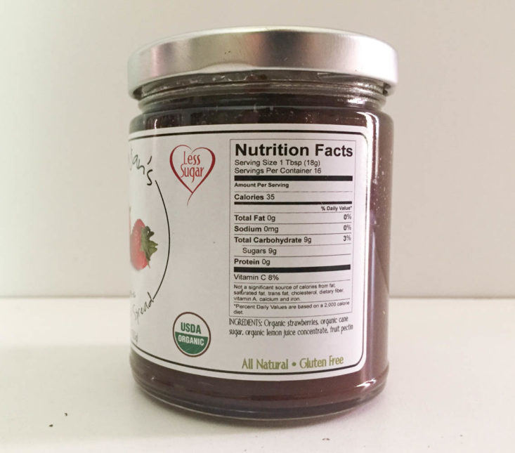 California Found Subscription Box Review April 2019 - Organic Strawberry Spread by Just Jan's 2 Front