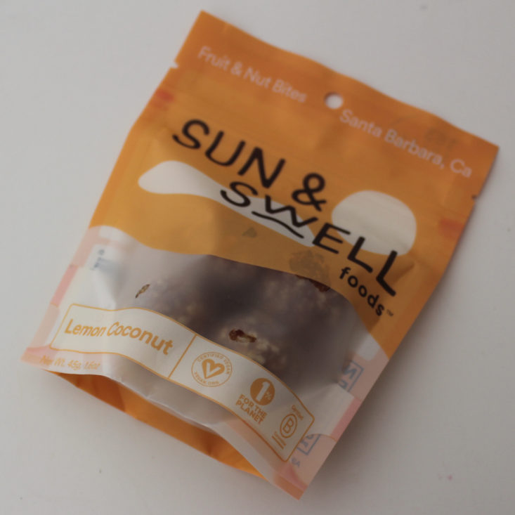 Clean Fit Box April 2019 - Sun and Swell Foods Fruit and Nut Bites Lemon Coconut Fromt