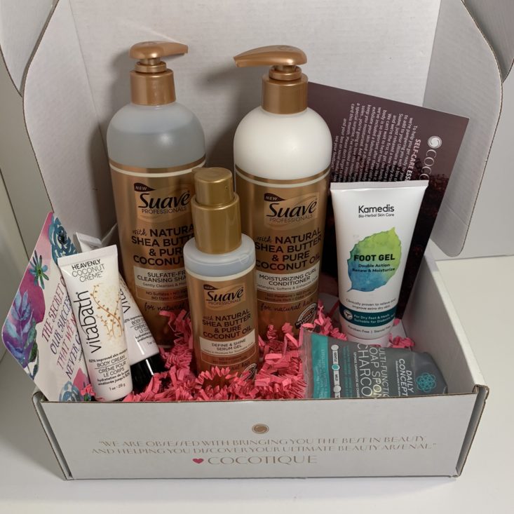 Cocotique March 2019 Review - All Items In Box Front