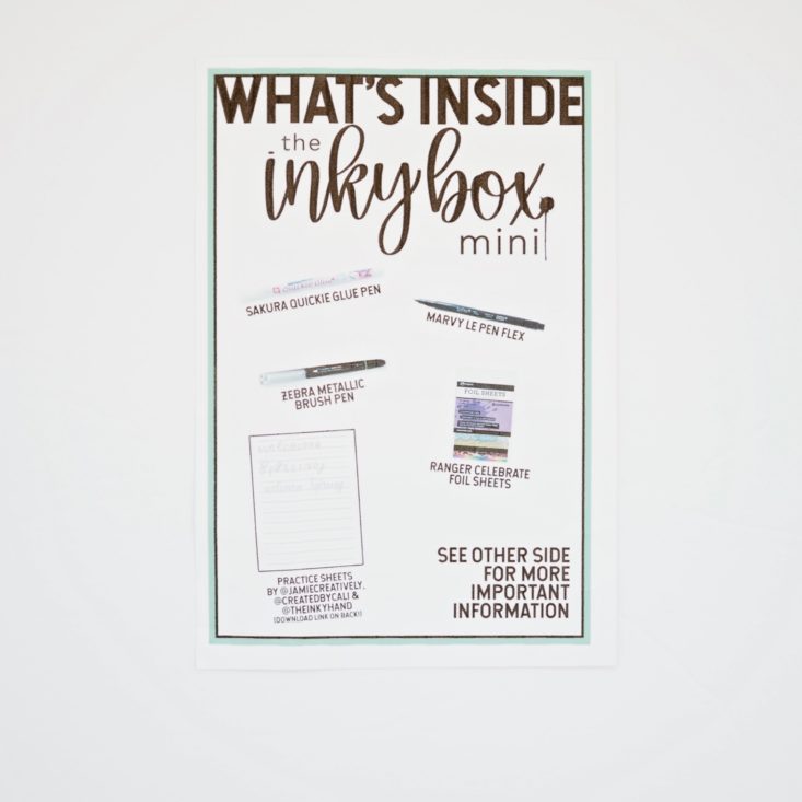 Inky Box April 2019 - Info Cards Top