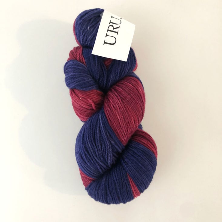KnitCrate Sock Crate April 2019 Review - Uru.Yarn by KnitCrate in color Shield Bug Top