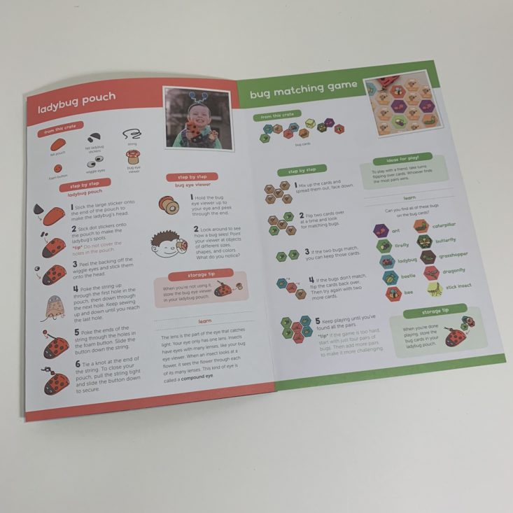 Koala Crate Bugs Review March 2019 - Instructions Booklet 2 Inside Top