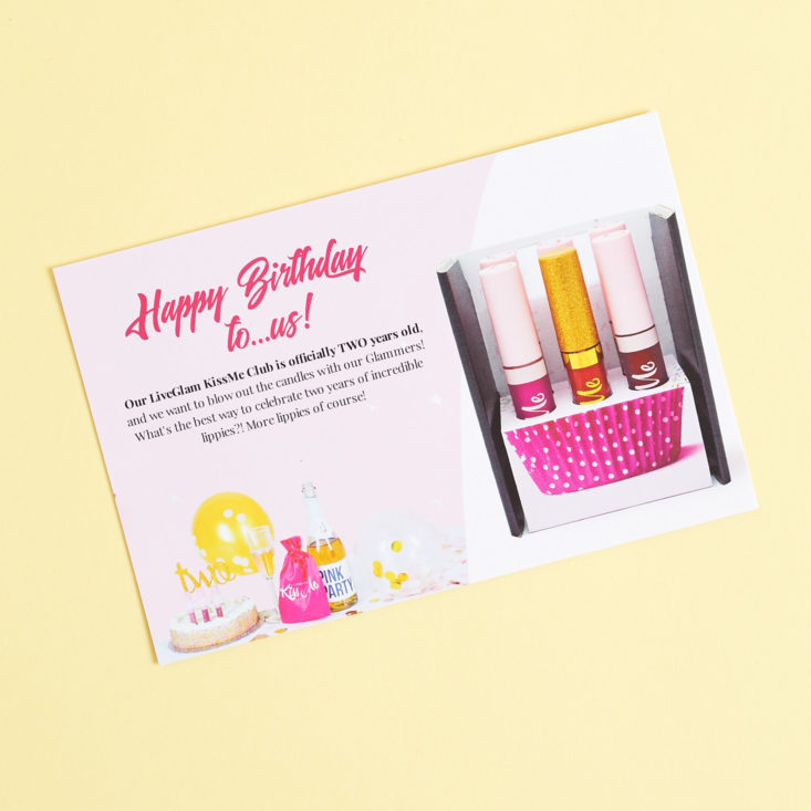 LiveGlam KissMe Birthday Bundles April 2019 card front