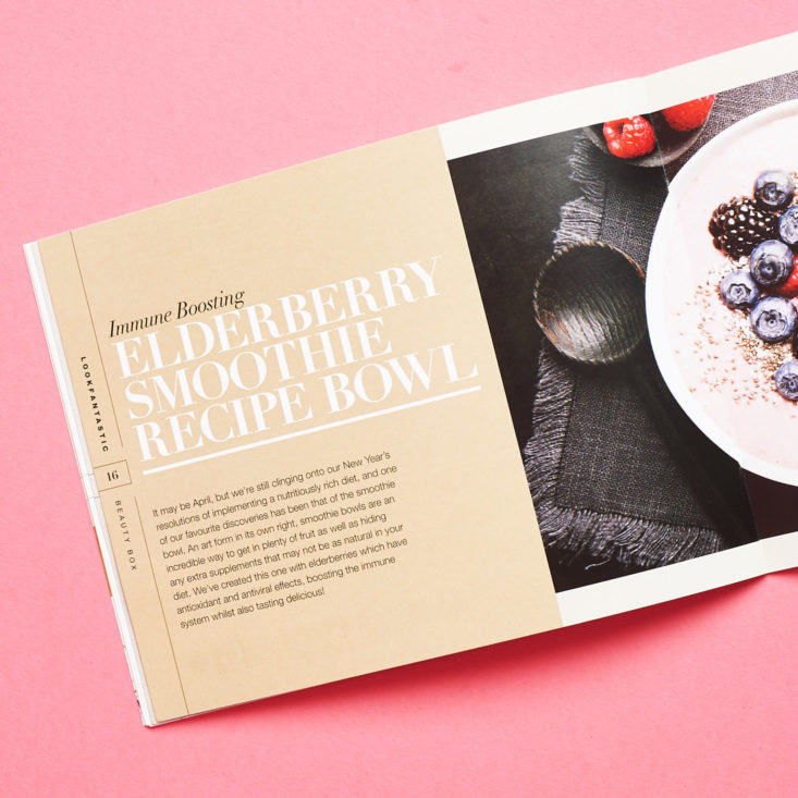 Look Fantastic April 2019 booklet smoothie recipe