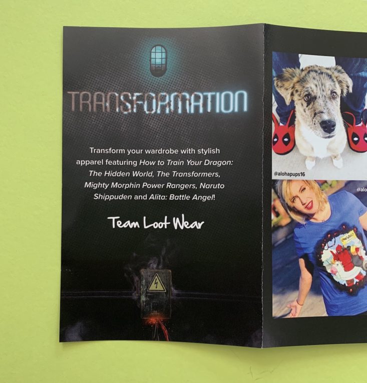 Loot Socks “Transformation” Review February 2019 - Information Booklet 4 Top