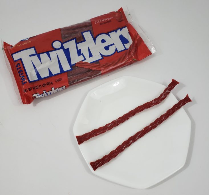 Monthly Box Of Food And Snack Review April 2019 - Twizzlers, Strawberry Flavor In Plate Top
