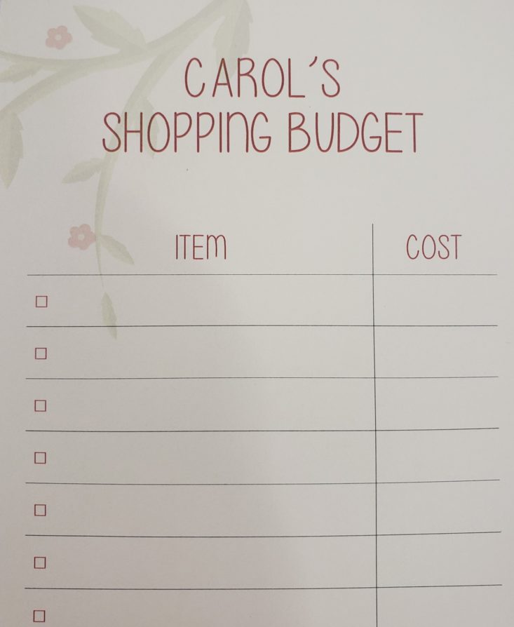 My Paper Box April 2019 - Personalize Shopping Budget Notepad Closer